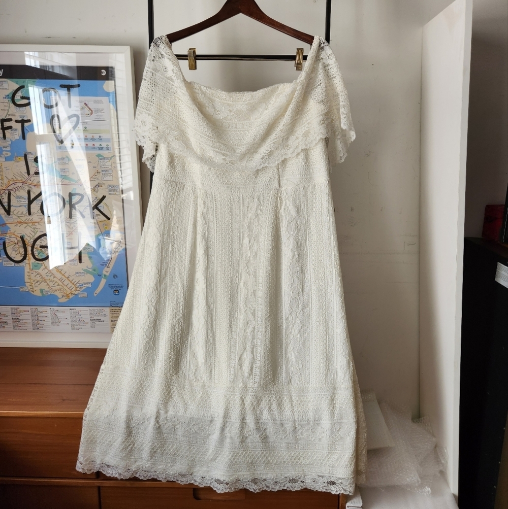 White lace off-the-shoulder dress from Nordstrom